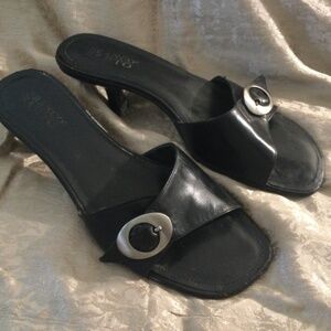 Black leather sandals